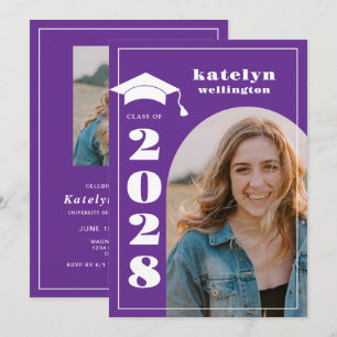 Purple Photo Graduation Party Invitation