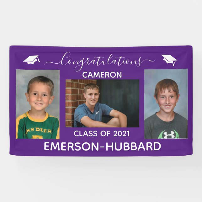 Purple Photo High School Graduation Banner (Horizontal)
