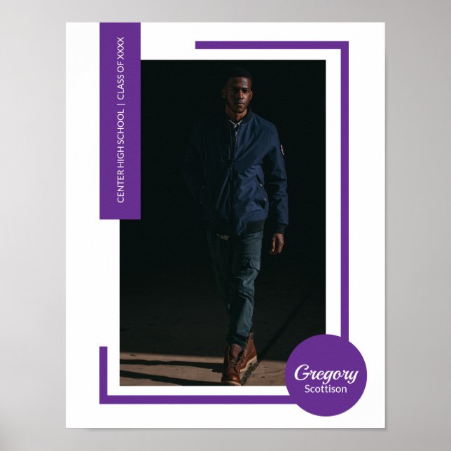 Purple Photo Modern Graduation Poster (Front)