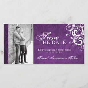 Purple Photo Save The Date Invitation