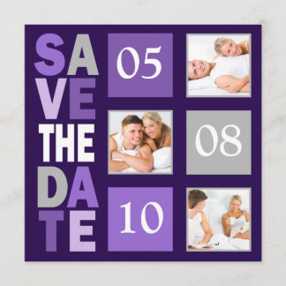 Purple Photo Save The Date Invitations