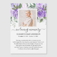 Purple Photo Sympathy Funeral Prayer Card
