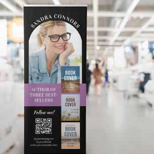 Purple Photo & Three Covers Author Promotional Retractable Banner
