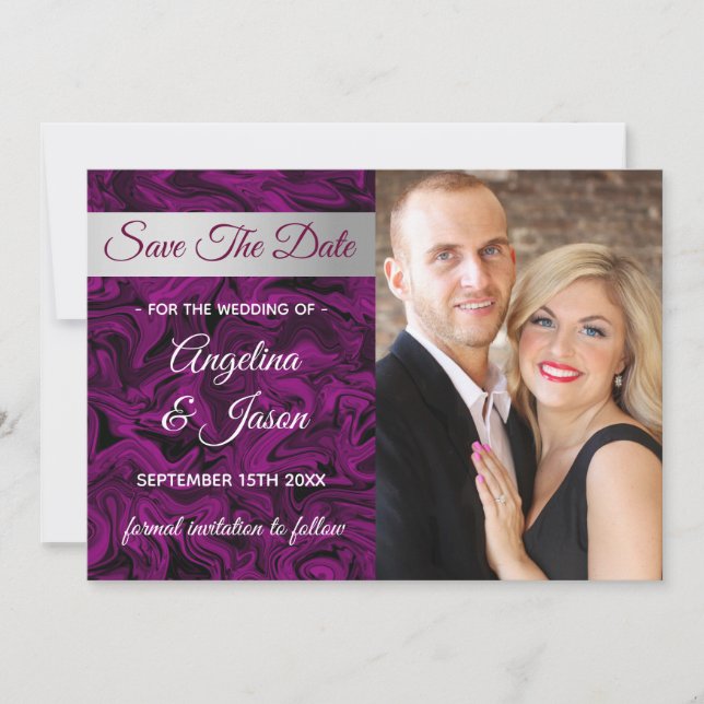 Purple Photo Wedding Save The Date (Front)