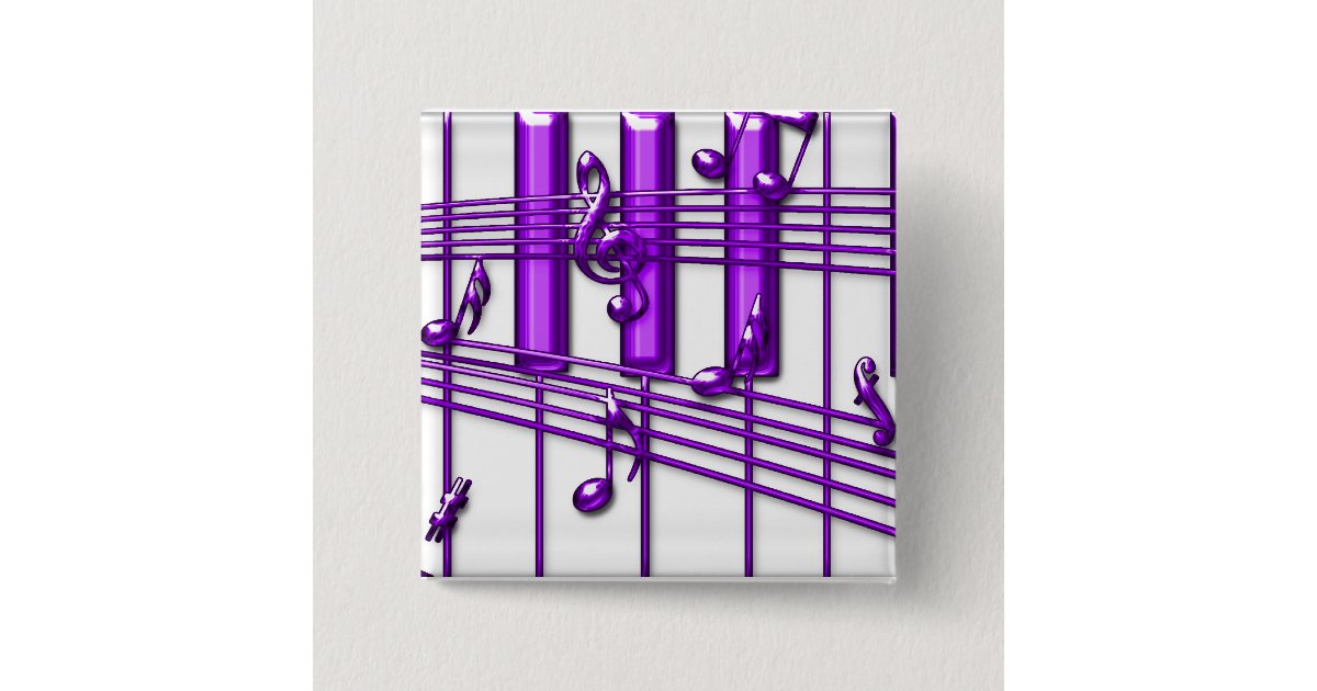 Purple Piano Keyboard Music Notes 15 Cm Square Badge Zazzle
