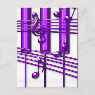 Purple Piano Keyboard Music Notes Postcard