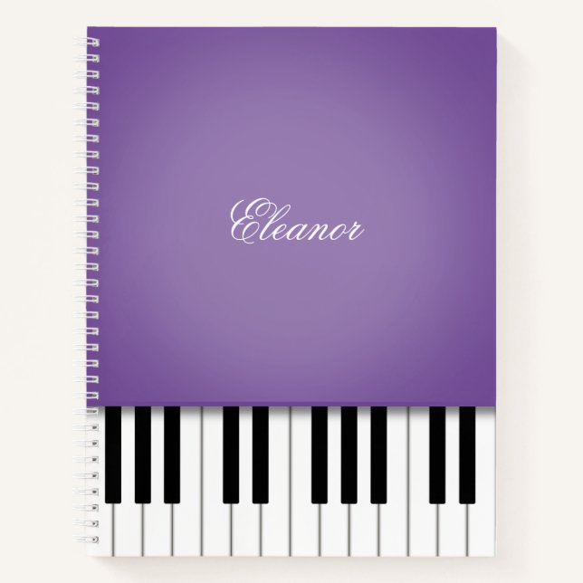 Purple Piano Music Keyboard Custom Notebook (Front)