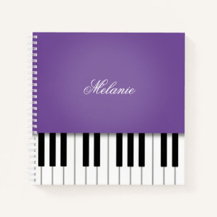Purple Piano Music Keyboard Personalised Notebook
