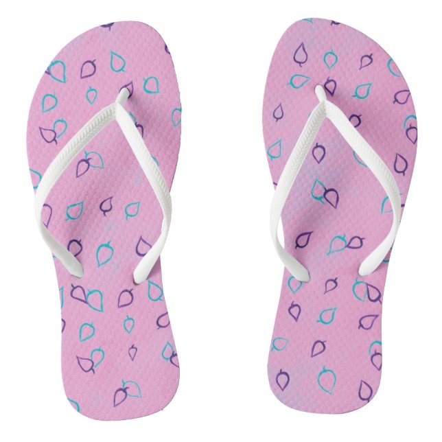 Purple, Pick a Colour Leaf Outlines Pink FlipFlops (Footbed)