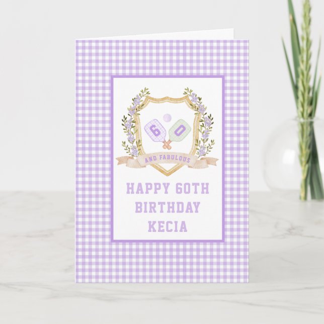 Purple Pickleball Birthday Card (Front)