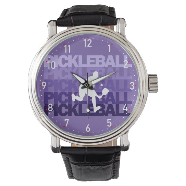 💜Purple Pickleball silhouette Pickleball  Watch (Front)