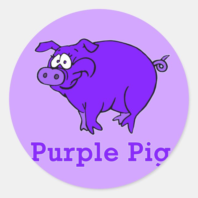 Purple Pig on Apparel, Mugs, Baby Shirts Classic Round Sticker (Front)