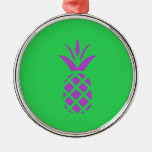 Purple pine apple in green. metal tree decoration