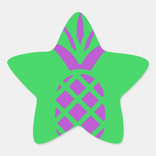 Purple pine apple in green. star sticker