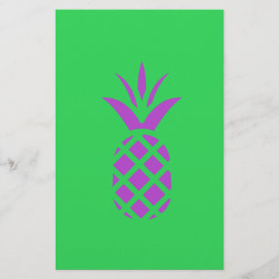 Purple pine apple in green. stationery