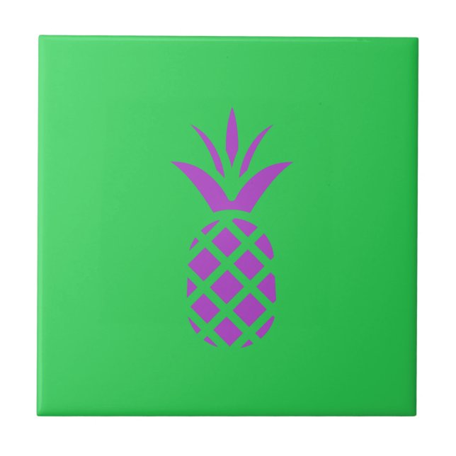 Purple pine apple in green. tile (Front)