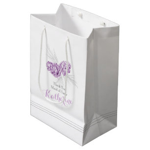 Purple pine cone drawing wedding favour gift bag
