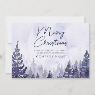 Purple Pine Tree Christmas Corporate Business Logo Holiday Card