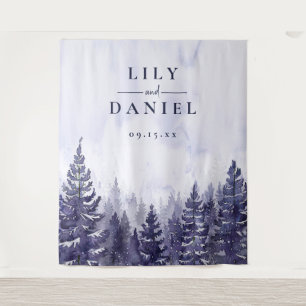 Purple Pine Tree Forest Wedding Photo Backdrop Tapestry