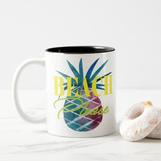 PURPLE PINEAPPLE - BEACH PLEASE Two-Tone COFFEE MUG