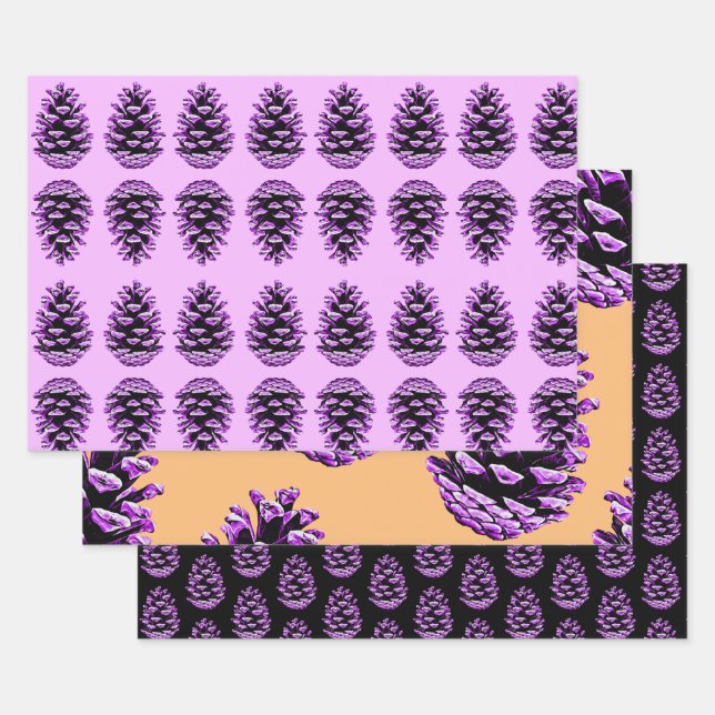 Purple Pinecone Art Wrapping Craft Paper (Set)