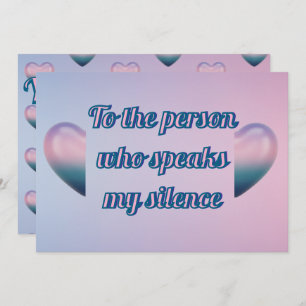 Purple pink 3D Heart Romantic Silence Greeting  Holiday Card