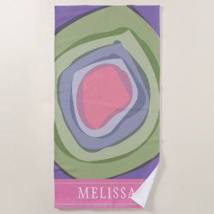 Purple Pink Abstract Personalised  Beach Towel