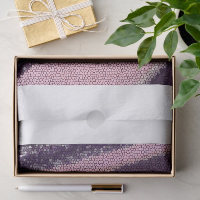 Purple pink abstract stripes with elegant sparkle tissue paper (Gift)