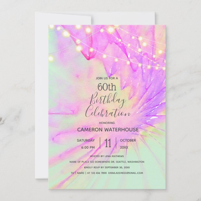 Purple & Pink Abstract Watercolor, Invitation (Front)