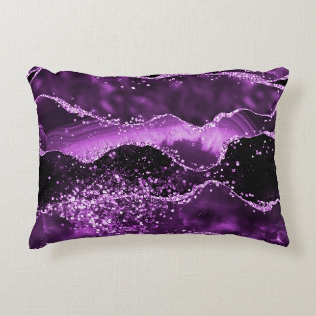 Purple pink agate marble decorative cushion (Front)