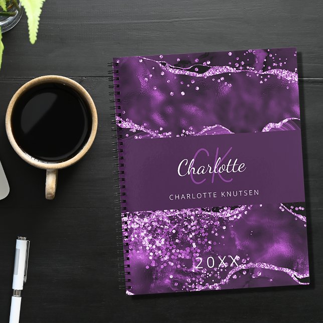 Purple pink agate marble monogram 2026 planner (Creator Uploaded)