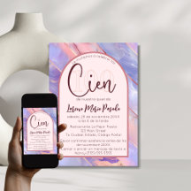 Purple Pink Agate Spanish 100th Birthday For Her