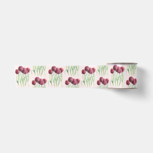 Purple Pink Alliums Flower Watercolor Illustration Satin Ribbon