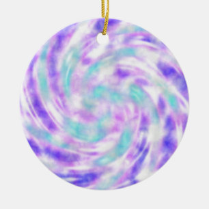 Purple Pink and Aqua Tie Dye Christmas Ornament