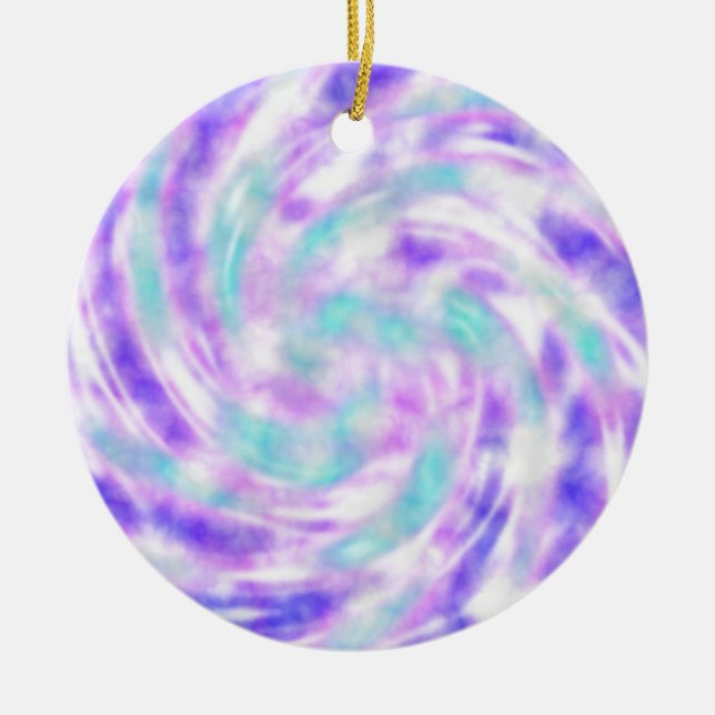 Purple Pink and Aqua Tie Dye Christmas Ornament (Front)