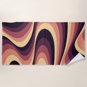 Purple, pink and beige abstract swirl design beach towel