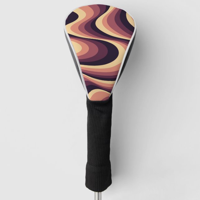 Purple, pink and beige abstract swirl design golf head cover (Front)