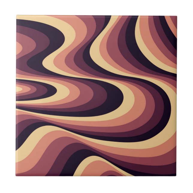Purple, pink and beige abstract swirl design tile (Front)
