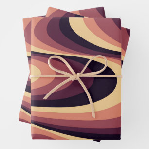 Purple, pink and beige abstract swirl design wrapping paper sheet