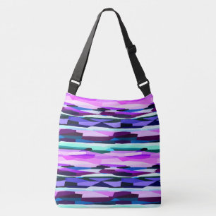 Purple, Pink and Blue Abstract Stripes Crossbody Bag