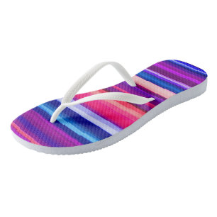 Purple, Pink and Blue Abstract Stripes Flip Flops