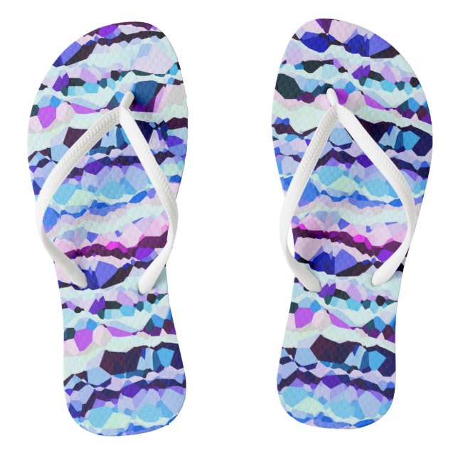 Purple, Pink and Blue Abstract Stripes Flip Flops (Footbed)
