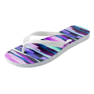 Purple, Pink and Blue Abstract Stripes Flip Flops