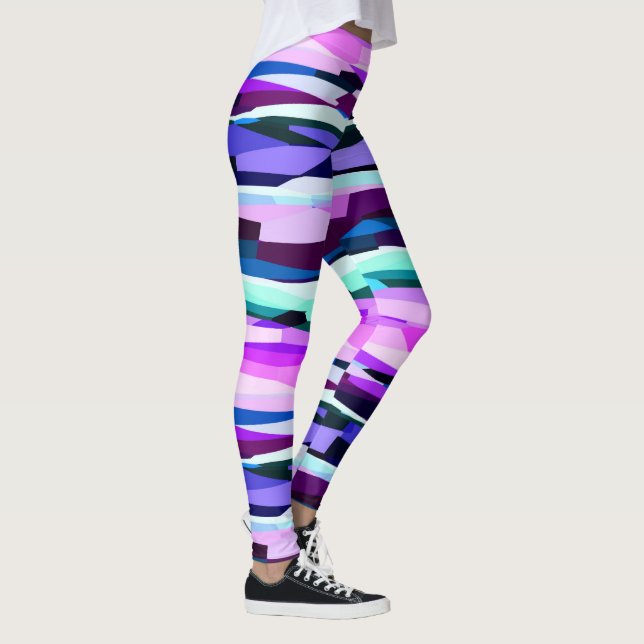 Purple, Pink and Blue Abstract Stripes Leggings (Right)