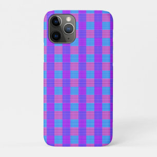 Purple Pink And Blue Bubblegum Tartan Print, iPhone 11 Pro Case
