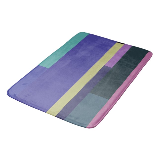 Purple, Pink and grey Abstract Stripes Bath Mat (Angled)