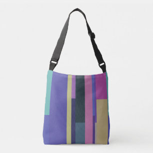 Purple, Pink and grey Abstract Stripes Crossbody Bag
