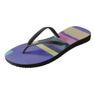 Purple, Pink and grey Abstract Stripes Flip Flops