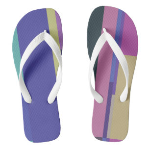 Purple, Pink and grey Abstract Stripes Flip Flops