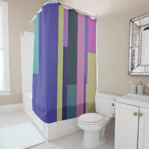 Purple, Pink and grey Abstract Stripes Shower Curtain